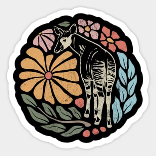 Vintage Okapi - Retro Floral Forest Giraffe Sticker